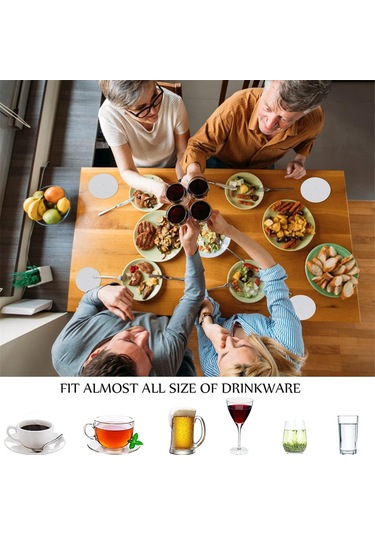 Xurunkeji 200 Adet Kalınlaştırılmış Kağıt Bardak Altlıkları, 4 İnç Tek Kullanımlık Yuvarlak Beyaz Karton Bardak Altlıkları Düğünler Catering Barlar Dıy El Sanatları İçin Beyaz