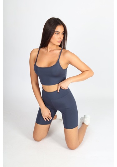 Soft&Basic Kadın Bıker Toparlayıcı Spor Tayt İndigo