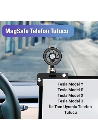 Polham Tesla Model Y, Model S, Model X, Model 3 Ekranı İle Uyumlu Manyetik Telefon Tutucu, Titremez Sarsılmaz