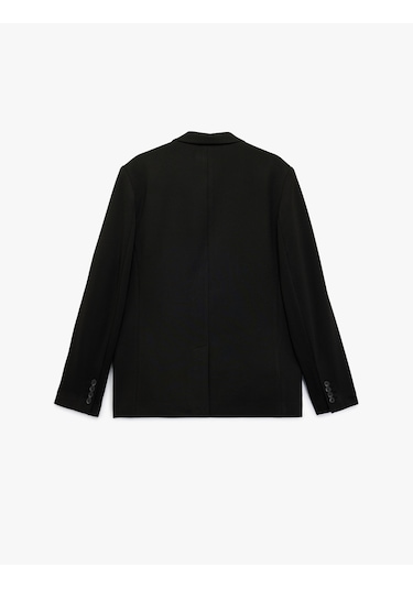 Koton Slim Fit Kapaklı Cep Detaylı Uzun Kollu Mono Yaka Blazer Ceket Siyah 6wam50008hk Siyah