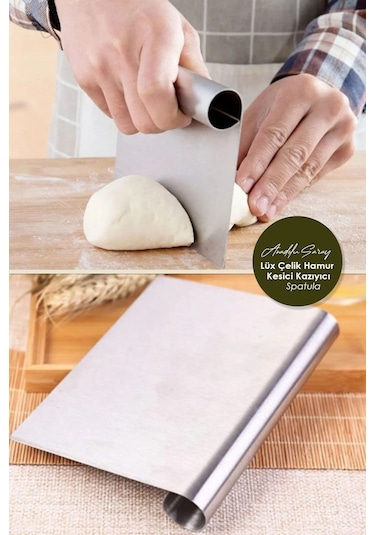 Anadolu Saray Paslanmaz Lüks Çelik Hamur Kesme Aparatı Çelik Kesici Kazıyıcı Pasta Ve Kek Şekillendiren Spatula