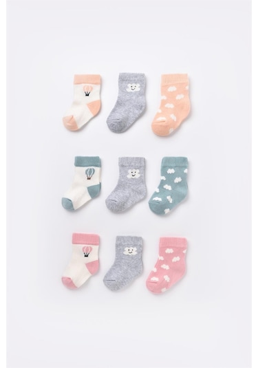 Step Bibaby Biorganic Cloudy 3'lü Çorap 68450 Pembe 001