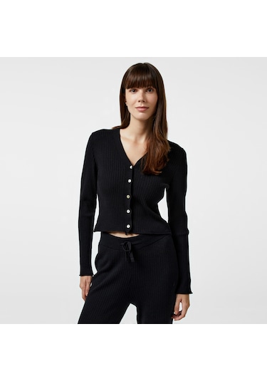 Nautica Kadın Siyah Slim Fit Hırka Desenli 47s004t Siyah