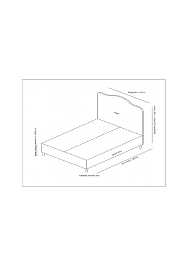 Minar Mobily Vassi Baza+Başlık Gri 150 x 200 CM