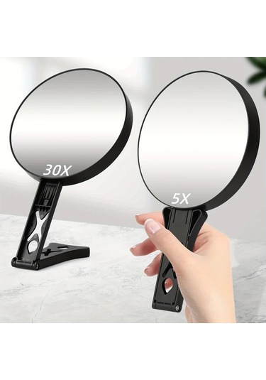Willowhaven Çift Taraflı Katlanır 4.5 İnç El Aynası 5x 30x Büyütme Gri Gri