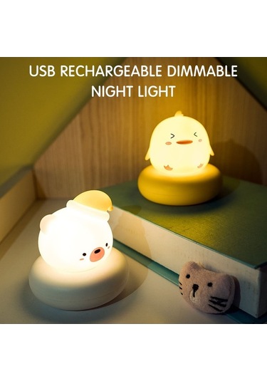 Novahub Esnek Mini Led'li Gece Lambası Usb Şarj Edilebilir Sevimli Tavşan/ayı/kedi/ördek Bebek Besleme Lambası Kısılabilir 3 Parlaklık Seviyesi Taşınabilir Okuma Lambası Diğer