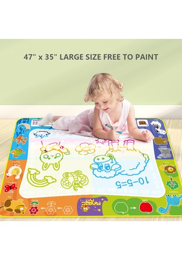 Geeksen 120x90cm Büyük Boy Çocuk Su Tablosu - Temiz Su İle Çizim, Yeniden Kullanılabilir, Eğitici Oyuncak, Tam Set C 47"x35" Çok Renkli