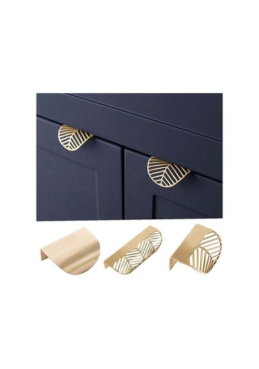 Altın Dolap Kulpu 4 Adet. Yaprak Kulp Şekli Altın Pirinç Mobilya Kulpları Bakır Mutfak Kapı Çekmecesi Kulpları 6mm, Kapı Kalınlığı 20mm