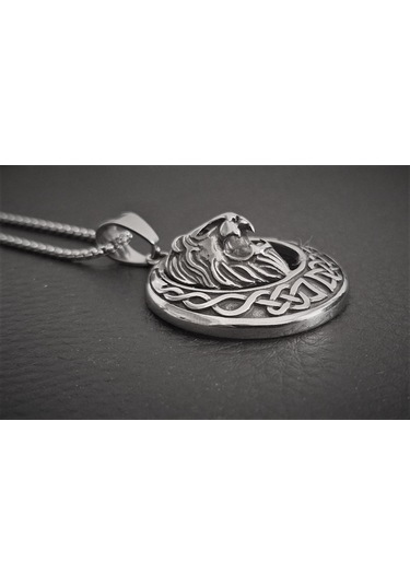 Paslanmaz Çelik Kral Aslan Kolye /60 Cm Zincirli