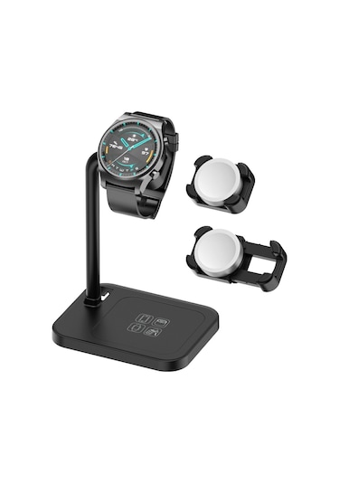 Aoduke Ajzj02s Google / Huawei / Garmin / Samsung Uyumlu Saat Şarj Cihazı Dock'u İçin Şarj Tabanı Standını İzle Siyah