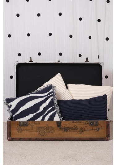 Peraluna Zebra Pıllow %100 Organik Pamuk Triko Yastık Kılıfı 45x45 Cm Lacivert - Lacivert