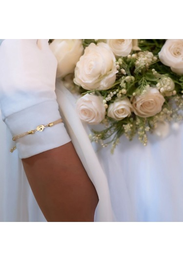 Archin Z Harfine Özel 14 Ayar Altın Plakalı Hasır Kordonlu Kalp Motifli Hediye Bileklik-474harf Z