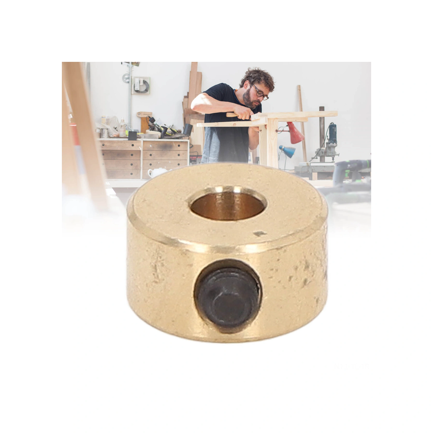 Hombey Bronz Materyal Delik Derinliği Konumlandırıcı, Ahşap İşçiliği İçin Hassas Delme, 6mm/0.24 İnç, Halka Tipi Dikişli Sabitleme