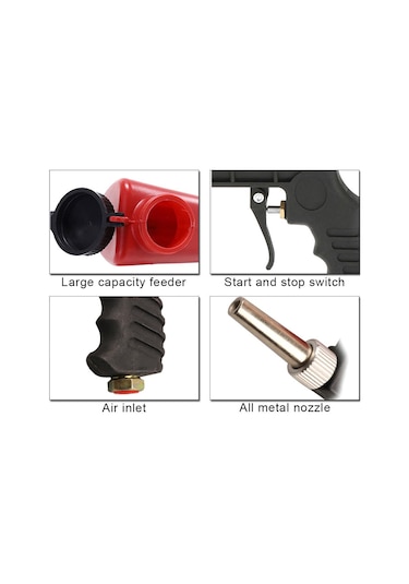 Kumlama Tabancası Ayarlanabilir Kumlama Makinesi El Pnömatik Patlatma Tabancası Seti Y Tabancası 90psi Havalı El Aletleri 56531054