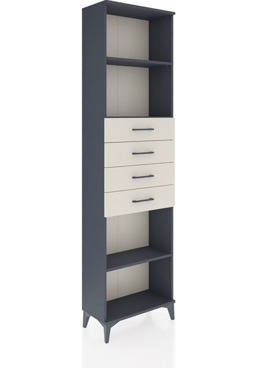 Arges Dolap 3 Raflı 4 Çekmeceli 60x30x221 Antrasit-aytaşı Antrasit