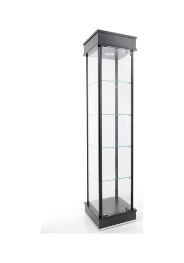 40x40x175, Spot Aydınlatmalı Camlı Dolap, Cam Vitrin (527858110) Siyah