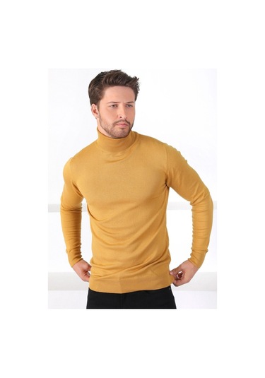 Ferraro K.Sarı Balıkçı Yaka Pamuk Kazak Sarı