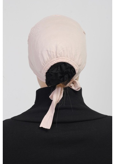 Pratik Dikişsiz Bağlamalı Kaymayan Tesettür Bone Pudra