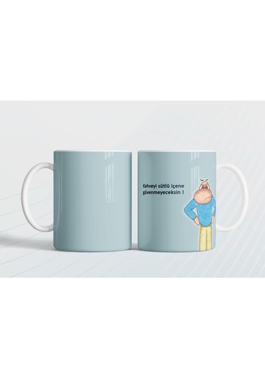 Kahveyi Sütlü İçene Güvenmeyeceksin Hediye Kupa Love Bug-t Açık Mavi