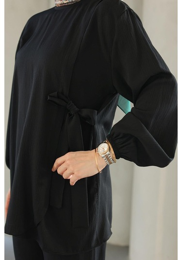 Bağlama Detaylı Takım Siyah Siyah