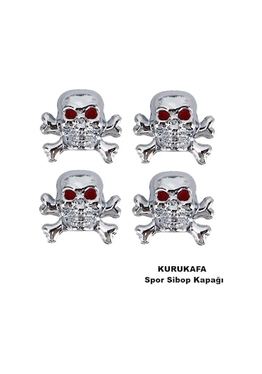 Sibop Kapağı Kurukafa Model Krom Renk Profesyonel Kuru Kafa Logo Sibop Kapağı 4 Parça Set
