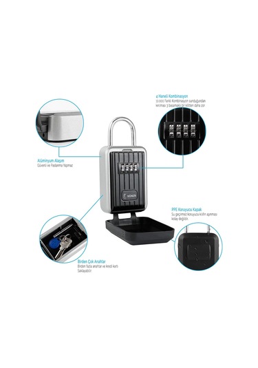 Mühlen Safe Key 7 Şifreli Çelik Kasa Anahtar Kasası Kutusu Anahta