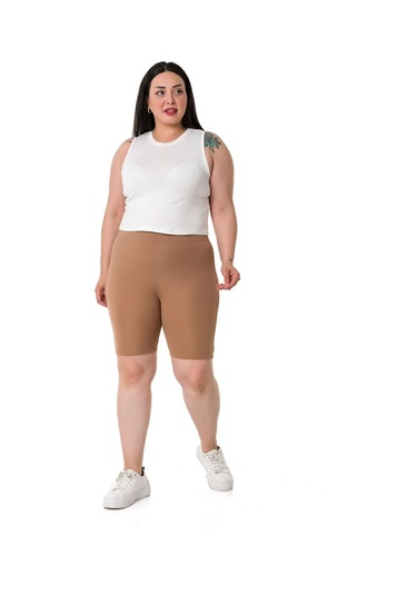 Büyük Beden Beli Lastikli Diz Üstü Vizon Bayan Tayt-vizon Vizon