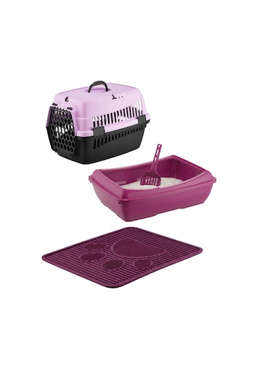 Açık Kedi Tuvaleti + Paspas + Taşıma Çantası 3'lü Set