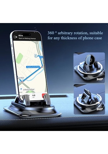 Xuweiwei Z01 Ayna Lcars 360 Derece Dönebilen Araba Telefon Tutucu Abs Malzeme Silikon Kaymaz Tutus Yatay Dikey Ekran Kullanimi Icin