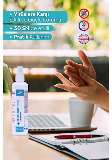 Actohand Etoh 250 Ml El Ve Cilt Antiseptiği - Etanol 80 % V/v