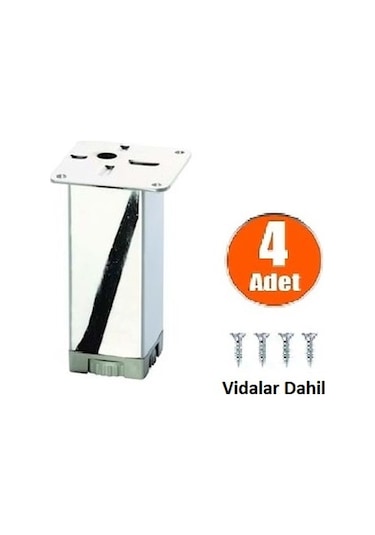Eroğlu Metal Kare Mobilya Dolap Ayağı Yükseklik Ayarlı 10 CM 4 Adet
