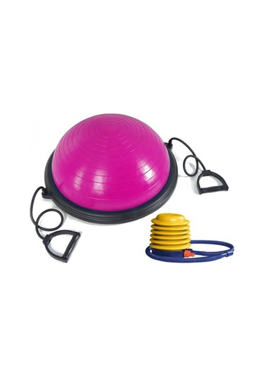 Bosu Topu Çekme Direnç Lastikli Bosu Ball Denge Egzeriz Ve Pilates Topu + Pompa Bosuball Pembe