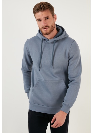 Buratti Regular Fit Kapüşonlu Kanguru Cepli Içi Tüylü Yumuşak Şardonlu Erkek Sweat 5905281 Koyu Gri