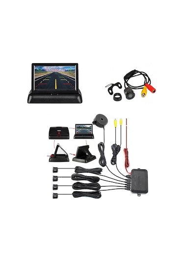 Aem Araç Geri Park Sensörü Monitör Ve Kameralı Ses İkazlı Siyah Göz Aem Aem11 1050ps