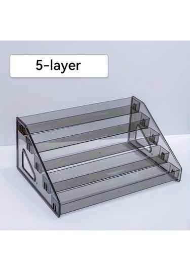 Cordial Transparan Gri 5 Katlı Genişleyen Makyaj Organizer Rafı, Kompakt Vanity Masası Şeffaf Gri