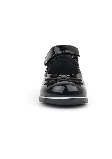 Rakerplus Siyah Rugan Fiyonklu Kız Bebek Babet Ayakkabı Siyah