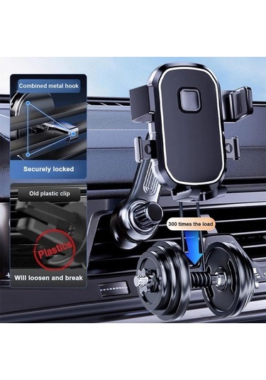 Seametal Araç Telefonu Tutucu Yerçekimi Gps Desteği 360 Derece Dönebilen Araç Hava Firar Dağı Siyah
