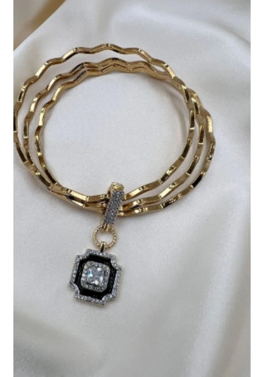 Bb Çelik Desenli Ajda Bilezik Charm Kombinli