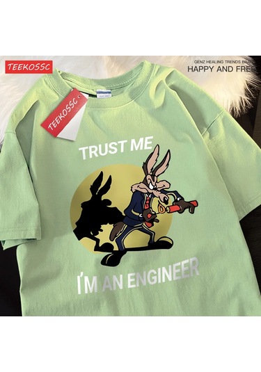 Teekossc Güven Bana Ben Bir Mühendis T-shirt - Erkek Kadın Hip Hop Gevşek Kısa Kollu Streetwearmor Mor