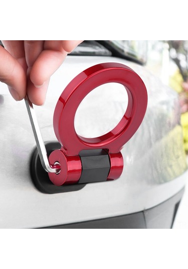 Lemestar Kırmızı Abs Plastik Araba Dekorasyonu - Sıkıca Yapışkan, Yıkama-sız Kurulum, Evrensel Uyumlu Dairesel Tırmanma Çemberi Sadece Dekoratif