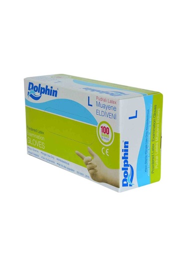 Pudralı Beyaz Latex Muayene Eldiveni Büyük Boy L 100 Lü Paket