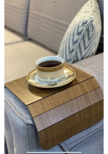 Yunusoğlu Home Katlanabilir Ahşap Koltuk Kenarı Yan Sehpa Amerikan Servisi Kanepe Kenarı Portatif Koltuk Tepsisi