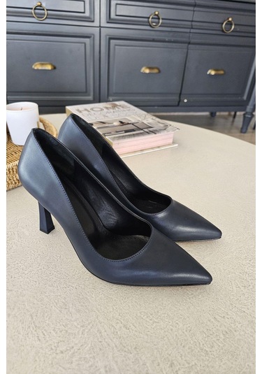 Ops 101308 Topukla Kadın Kadeh Topuk Stiletto Ayakkabı Lacivert