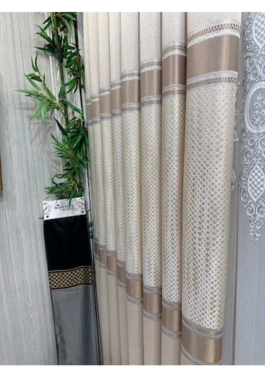 Nivemeshome Mozaik Ft614163 V-101 Krem 1/3 Sık Pileli Fon Perde Apm Krem