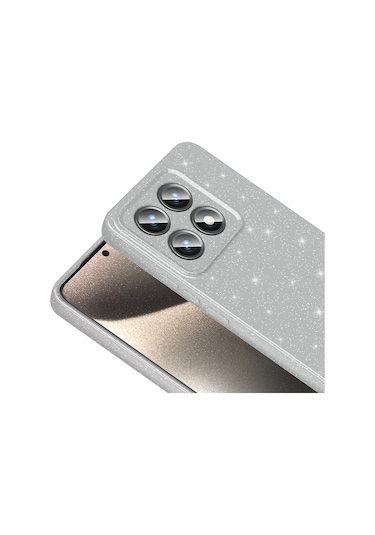 Ardemix 14t Pro Kılıf Kamera Korumalı Simli Lüks Koton Kapak - Siyah Siyah