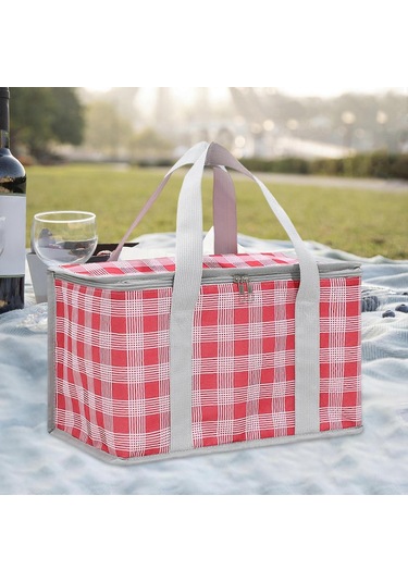 Yalıtımlı Yeniden Kullanılabilir Gıda Çantası Gıda Teslimat Çantası Piknikler İçin Saplı Dikey Gıda Taşıma Soğutucu Çantası Çok Renkli