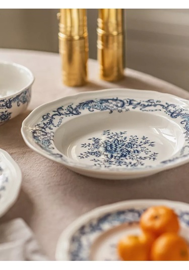 Roomi Desenli, Vintage Seramik Derin Tabak 660 Ml 202452399 Beyaz