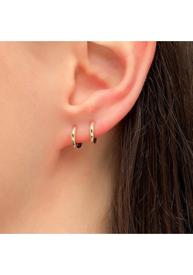 8 Mm Cerrahi Çelik Halka Küpe Gold Renkli Sarı