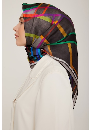 Armine Ipek Eşarp Twill Füme Yeşil Mavi Mor 8843-07