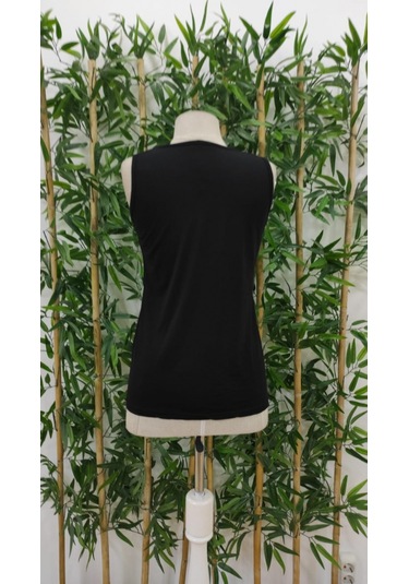 Kadın Bisiklet Yaka Baskılı Viskon Bluz Siyah